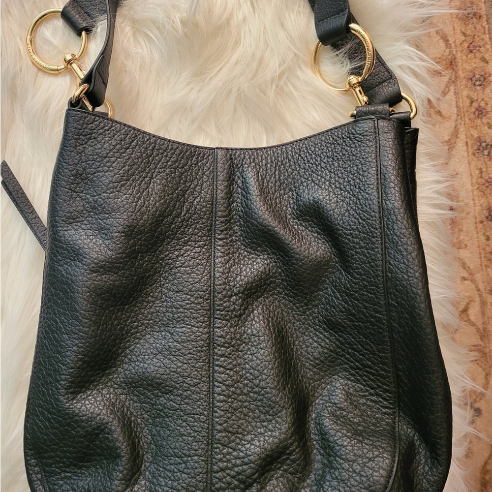 Vince Camuto Black Leather Bag with Gold Details